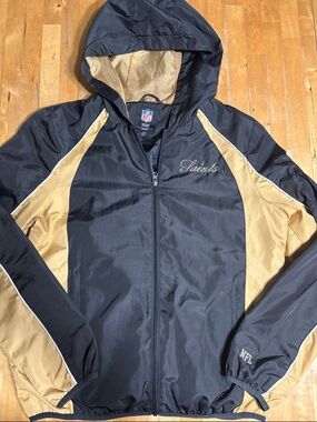 NFL New Orleans Saints Black & Gold Hooded Windbreaker Jacket